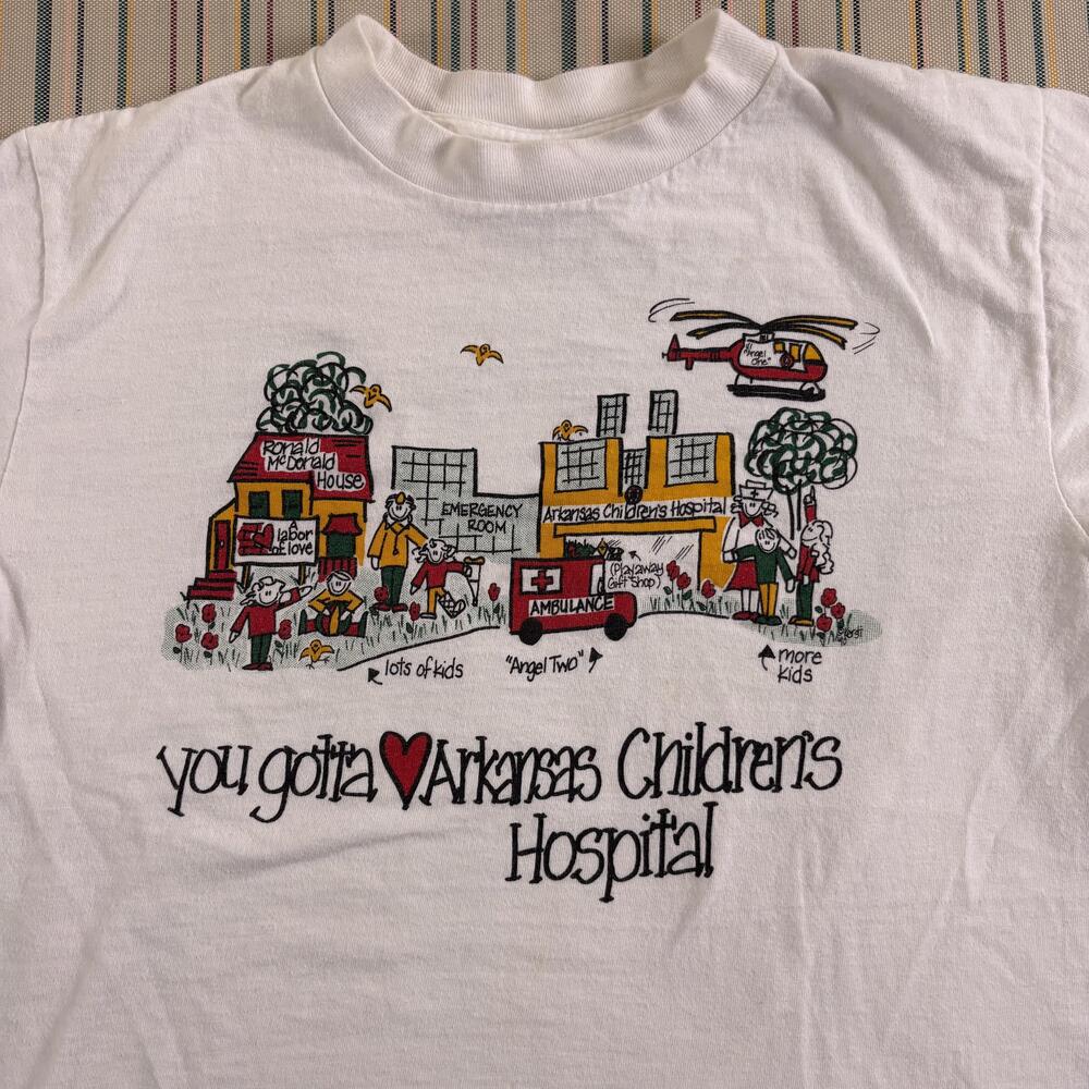 Vintage Arkansas Children's Hospital Shirt Mens Large White Oneita 1990 Tee